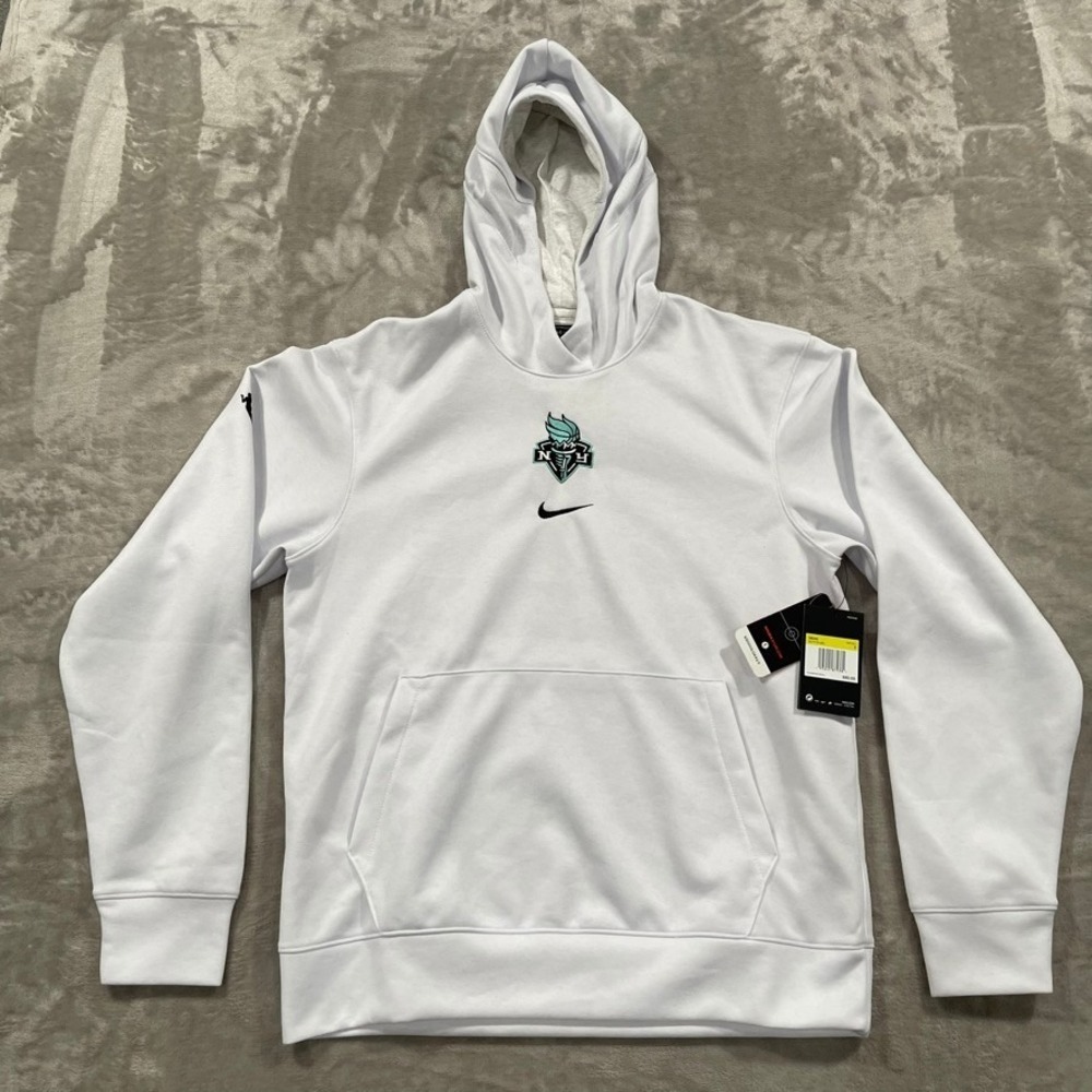 Nike New York Libery Hoodie Mens Small White WNBA Team‎ Issue Pregame NEW